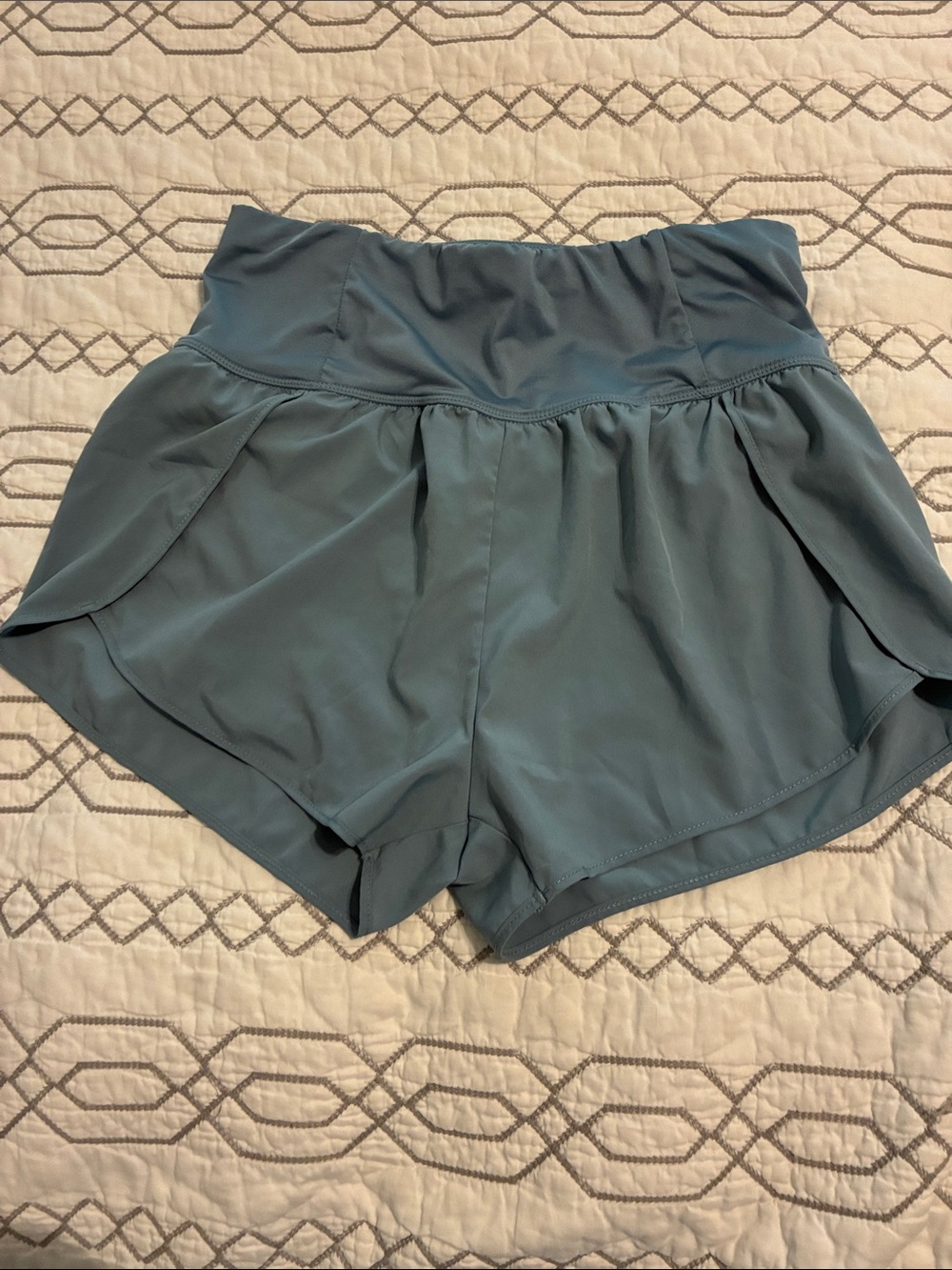 Love Tree Slate Teal High-Waist Athletic Shorts
